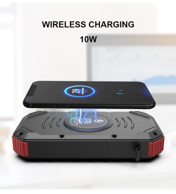 China Fast Charging Support Qc3.0 Wireless Fast 4 Usb Type-c Led Light Powerbank Power Bank Large Capacity 30000 Mah Solar Mobile Charger for sale