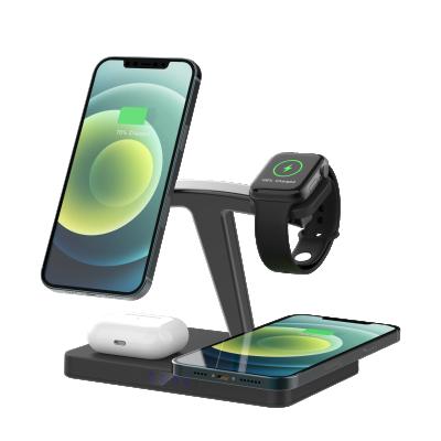 China Smart Watch 4 IN 1 Magnetic Suction Fast Charger All IN ONE Wireless Charger Wireless Charging Stand for sale