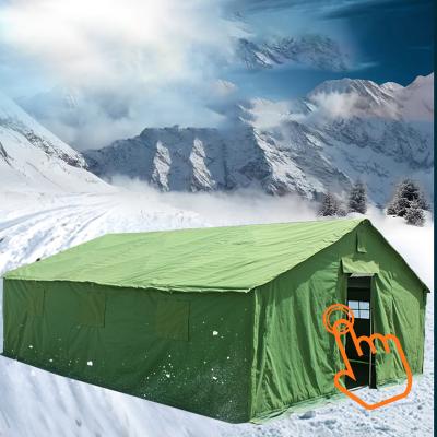 China Diagonal Tying Type Russian Waterproof Camouflage Canvas Fabric Military Tent for sale