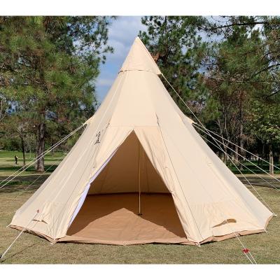 China Camouflage Outdoor 4*4*3m Game / Field 3-4 Person Pyramid Canvas Bell Tents for sale