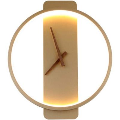 China Wholesale Modern Nordic Simple Chuse Bedroom Bedside Lamp Living Room Creative Clock Modeling Wall Light for sale