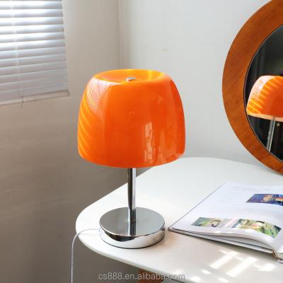 China Nordic Design Modern Orange/White Mini Glass Table Lamp Mushroom Desk Light E27 Led Bulb Night Light For Home Decor for sale