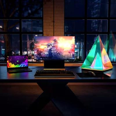 China Modern Manufacturer-Supplier New Acrylic Rubik's Triangle Acrylic RGB Table Lamp Staff Decorative Creative Table Lamp for sale