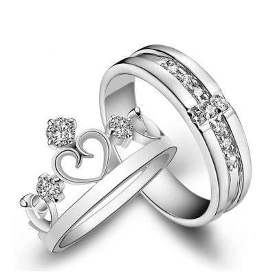 China China Custom Silver Korean Couples Adjustable Open Diamond Wedding Rings for sale