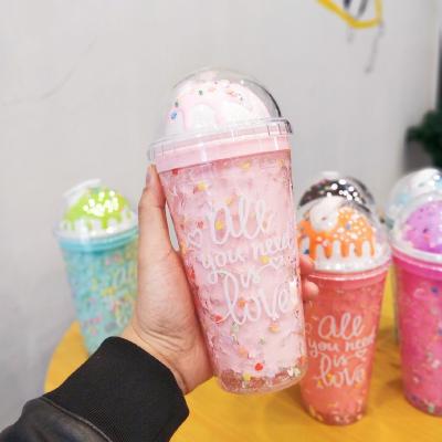 China Fashionable And Cute Whosale Viable Straw Fashion Plastic Water Bottle 450ml for sale