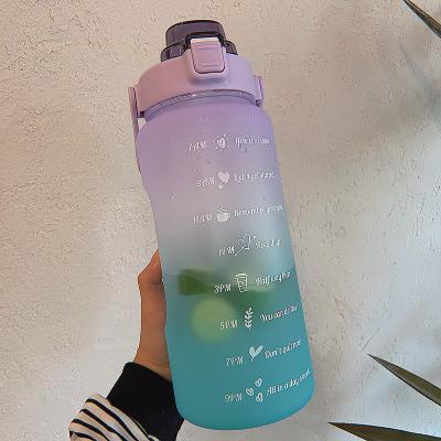 China Large Capacity Viable Sport Water Cup Cute Color Gradient 2000ml Water Bottle for sale