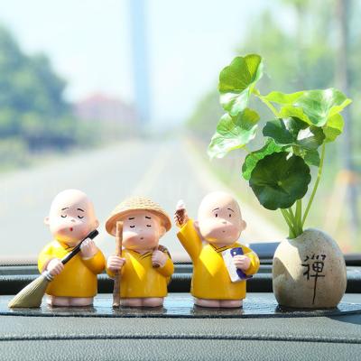 China China 3pcs Little Cute Resin Figurine Table Decoration Monk Sculpture Doll Car Interior Display Decoration for sale