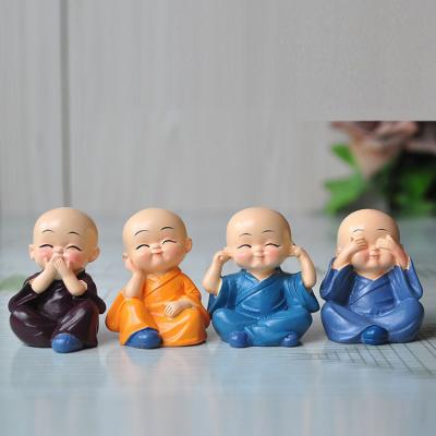 China China Resin 4pcs Four Laughing Small China Zen Kung Fu Doll Statue Cute Buddha Not To Hear/Statue Baby Buddha Decor See/Speak/Do for sale