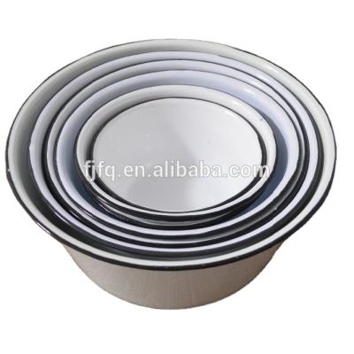 China Sustainable Diameter 18 Mixing Bowl Enamel Bowl With Customized Decal for sale