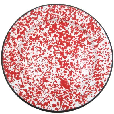 China Diameter 25.5cm Disposable Round Enamel Dinner Dish Enamel Splatter Dish With Rolled Rim for sale