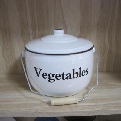 China Sustainable Enamel Coating Storage Pot Set Potato Pot Onion Pot With Bucket for sale