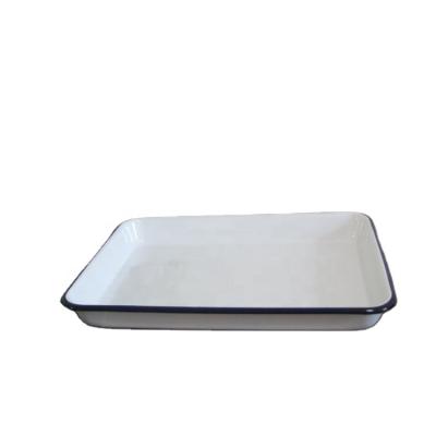 China Sustainable Qualified Splash Enamel Tray Baking Dish With Roll Rim for sale