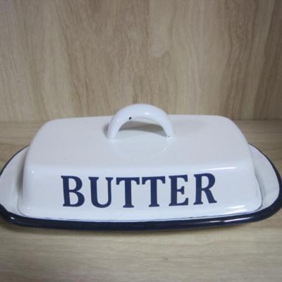 China Disposable Enamel Butter Dish Butter Box Butter Holder With Lid for sale