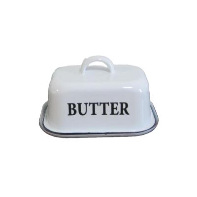 China Pantone Color Square Enamel Disposable Butter Dish With Lid for sale