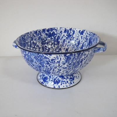 China Viable Blue Color Splash Enamel Colander, Enamel Sieve for sale