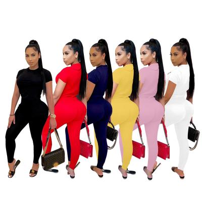 China QUICK DRY Solid Color Women's Soft Casual Round Neck T-Shirt Two Piece Suit for sale