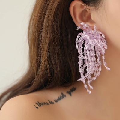 China Wholesale Romantic Women's New Fashion Purple Artificial Crystal Stud Earrings for sale