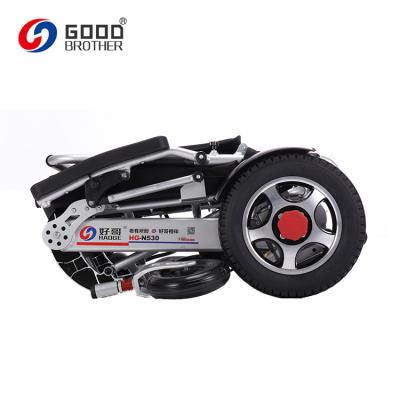 China HG-N530 Wheel Frame Folding Electric Power Aluminum Wheelchair Rubber Electronic Circuit Light Magnetic Braking for sale