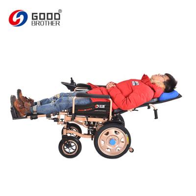 China HG-W680J Wheel Rubber Lightweight Battery Powered Beach Folding Fully Coating Golden Lying Electric Wheelchair for sale