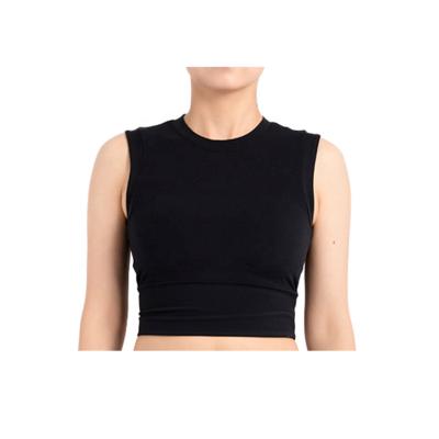 China High Quality Breathable Women Black Comfortable Breathable Gym Workout Plain Plain Tank Crop Tops for sale