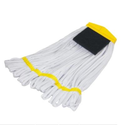 China Durable T-shirt Cloth Detachable Wet Mop Head With Cleaning Scrubbing Pad for sale