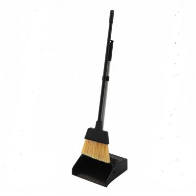 China Outdoor Commercial Aluminum Handle Wind Proof Lobby Dustpan And Iron Handle Angle Brush Combo for sale