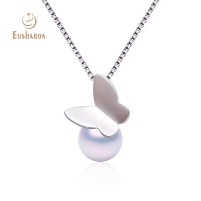 China FASHIONABLE Pure Simple Cute Butterfly Design Pearl Casting Pearl Silver Freshwater Pearl Pendant for sale