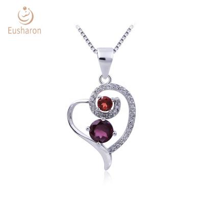 China Latest New Silver Natural Sterling Silver 0.6Ct Garnet Love Wear Pendant Handmade Fashion Jewelry for sale