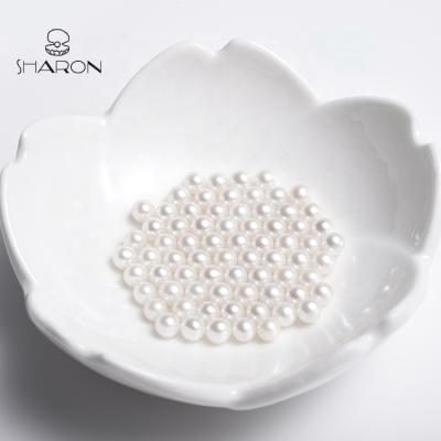 China Jewelry Making Loose Beads No Hole 4.5-5mm Round White Pearl Loose Freshwater Pearl for sale