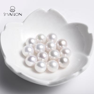 China Jewelry Making Loose Freshwater Pearl 9.5-10mm Round White Loose Beads Freshwater Pearl Loose Beads for sale