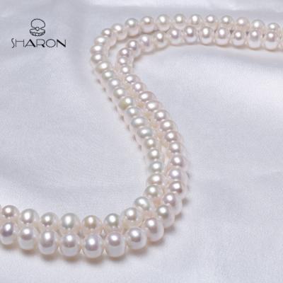 China Jewelry Making Wholesale 9-10mm Grade AA Oval Shape White Freshwater Loose Shell Pearl Strand for sale