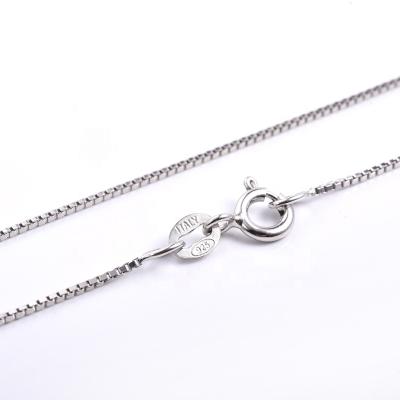 China CLASSIC SJ-CH001 Rhodium Plated 925 Sterling Silver 18 Inch Box Chain Necklace Pendant Chain For Jewelry Making for sale