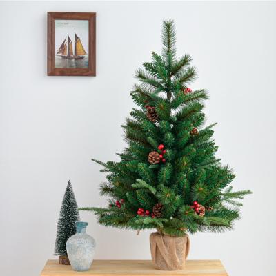 China Artificial Christamas Decoration 60CM Tree With Pine Cone&Red Berry PE Green Mini Christmas Tree for sale