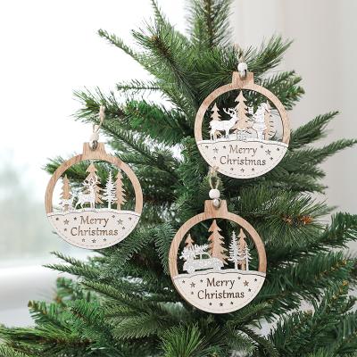 China Hanging home wooden Christmas tree decoration Christmas tree supplies ornaments arbol de navidad for sale