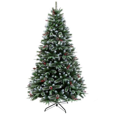 China Solvent Resistance Arbol De Navidads Green PVC&PE Artificial Mixed Pine Home Decoration Cone&Red Berry Christmas Tree for sale