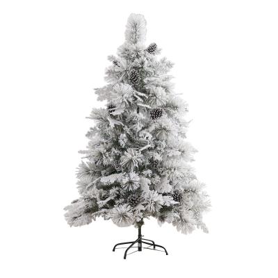 China Solvent Resistance Snowy Christmas Tree Decoration With Pinecone Christmas Artificial Tree arbol de navidad Assembled Snowy Tree for sale