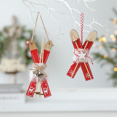 China Hanging Wooden Arbol De Navidads Christmas Ornaments Wooden Sleigh Decoration Christmas Ornament Hanging Pendants for sale