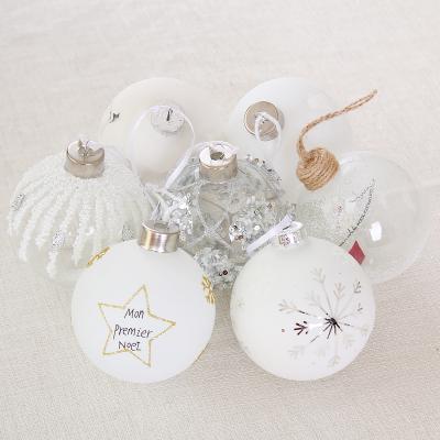 China 8CM Adornos de navidads adornos decorations balls Christmas tree ornaments transparent white transparent hanging balls for sale