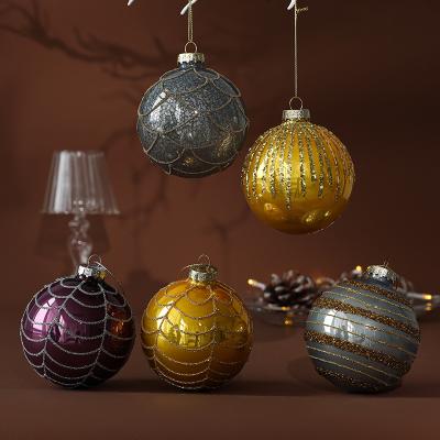 China Novedad De Navidad Environmentally Friendly Home Decoration Adornos Ornaments Ball De Navidad Hanging Glass Shiny Christmas 8cm Personalized 10*10*10cm for sale