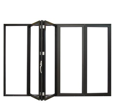 China Heat Insulation Aluminum Exterior Foldable Bi Folding Doors Large Sliding Bifold Glass Door for sale