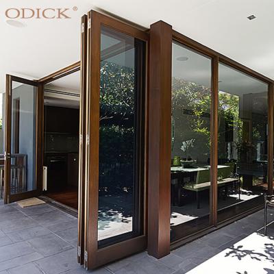 China Heat insulation aluminum bi folding door for villa project, double tempered glass triple aluminum folding doors for sale