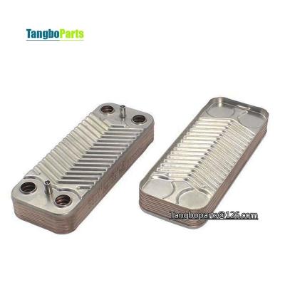 China Eco-Friendly 12 Plates Heat Exchanger 304 Plate Mini Stainless Steel Heat Exchanger Secondary Heat Exchanger For Gas Boilers Spare Parts for sale