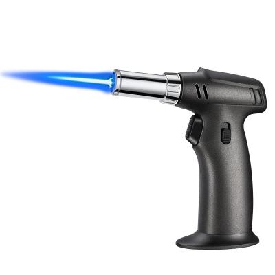 China Practical JC-608 Blue Flame Gas Lighter Torch Flame Can Lock Fire Gun Gas Kitchen Torch Cooking Gas Lighter for sale