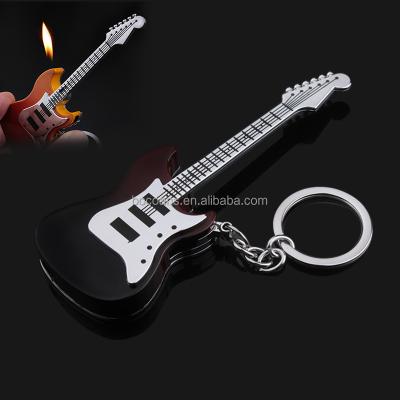 China BD20-1 Guitar CLASSIC Creative Shape Lighter Open Flame Inflatable Cigarette Lighter Customized Key Chain Cigarette Set Wholesale for sale