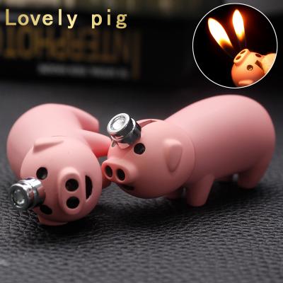 China 2021 New Pig Personality Retro Creative Personality Lighter Head Flameless Creative Windproof Lighter for sale