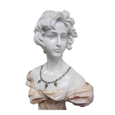 China European Customized Garden Belle White Marble Bust Sculptures Life Size Women Decorative Bust Marble Lady for sale