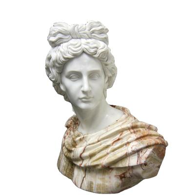 China EUROPEAN Natural Stone Apollo Marble Bust High Skill Hand Carved Mixed Color Marble Head Statue for sale