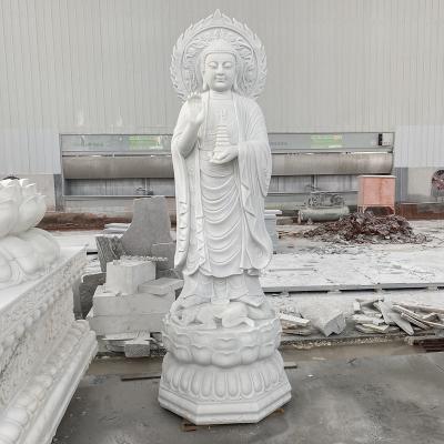 China Traditional Large Size Hand Carved White Marble Buddha Statues Garden Decorative Buddha Sculptures for sale