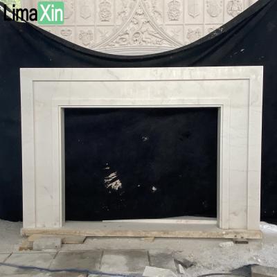 China China Modern Design Stone Fireplace Classic Indoor Decorative White Marble Frame Fireplace for sale