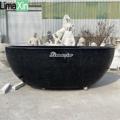 China Modern Design Stone Tub Factory Direct Supply Bathtub Hand Carved Black Marble Bathtub for sale